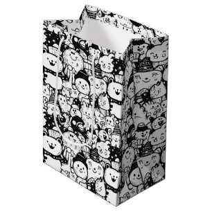Cute Kawaii Dier Doodle Patroon (2) Medium Cadeauzakje