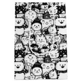 Cute Kawaii Dier Doodle Patroon (2) Medium Cadeauzakje (Achterkant)