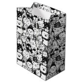 Cute Kawaii Dier Doodle Patroon (2) Medium Cadeauzakje (Achterkant Gekanteld)