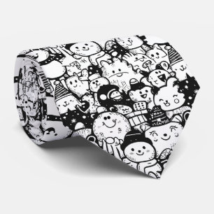 Cute Kawaii Dier Doodle Patroon (2) Stropdas
