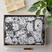 Cute Kawaii Dier Doodle Patroon (2) Tissuepapier (Geschenk)