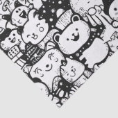 Cute Kawaii Dier Doodle Patroon (2) Tissuepapier (Detail)