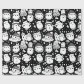 Cute Kawaii Dier Doodle Patroon (3) Cadeaupapier (Vlak)