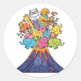 Cute Kawaii Dier Vulkan Uitbarsting Sticker