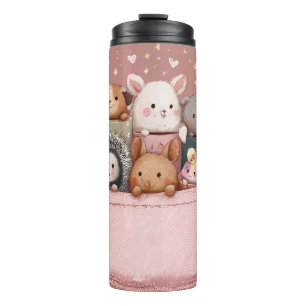 Cute Kawaii Dier Watercolor Illustratie Thermosbeker