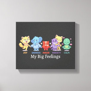 Cute Kawaii Dieren Mentale Gezondheid Emoties & Ge Canvas Afdruk
