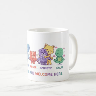 Cute Kawaii Dieren Mentale Gezondheid Emoties & Ge Koffiemok