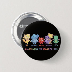 Cute Kawaii Dieren Mentale Gezondheid Emoties & Ge Ronde Button 5,7 Cm