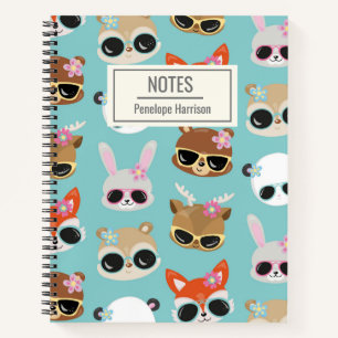 Cute Kawaii Dieren Zonnebril Blauw Persoonlijk Notitieboek