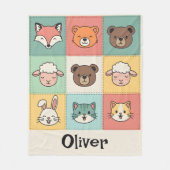 Cute Kawaii Dierenpatchwork Babykamer Fleece Deken (Voorkant)