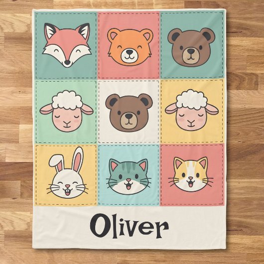 Cute Kawaii Dierenpatchwork Babykamer Fleece Deken