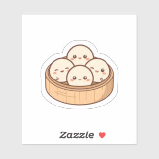 Cute Kawaii Dim Sum Bamboe Stoommand Sticker | Ado