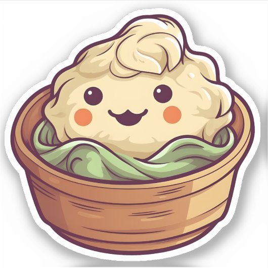 Cute Kawaii Dim Sum Chinese Dumpling Sticker (Voorkant)