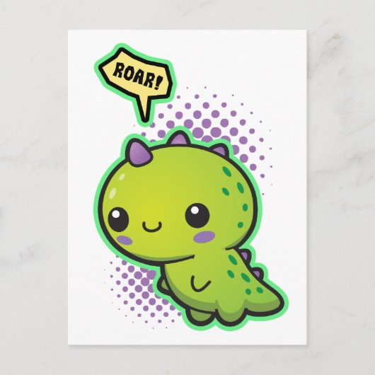 Cute Kawaii Dinosaur Briefkaart (Voorkant)