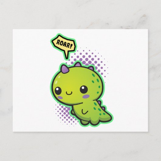 Cute Kawaii Dinosaur Briefkaart (Voorkant)