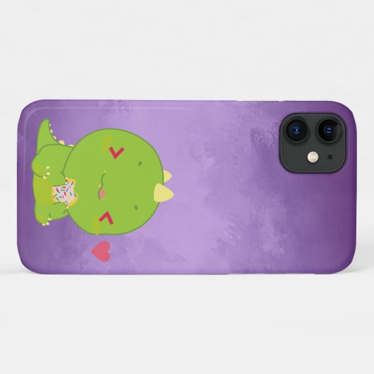 Cute Kawaii Dinosaur Eating Cookie Paars Case-Mate iPhone Case (Achterkant (horizontaal))