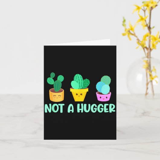 Cute Kawaii Do Not Hug I'm Not A Hugger Cactus  Kaart (Gele Bloem)