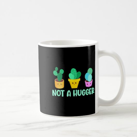 Cute Kawaii Do Not Hug I'm Not A Hugger Cactus  Koffiemok (Rechts)
