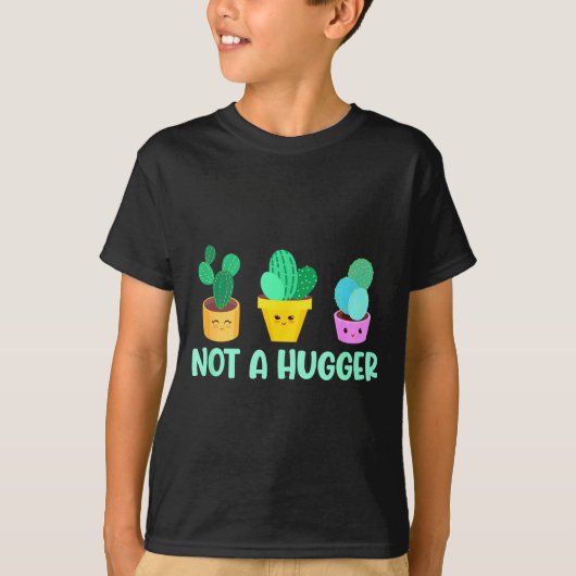 Cute Kawaii Do Not Hug I'm Not A Hugger Cactus T-shirt (Voorkant)
