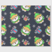 Cute Kawaii Dog-kerstpatroon Cadeaupapier (Vlak)