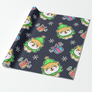 Cute Kawaii Dog-kerstpatroon Cadeaupapier
