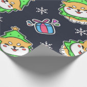 Cute Kawaii Dog-kerstpatroon Cadeaupapier (Hoek)