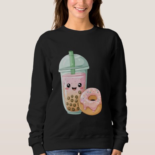 Cute Kawaii Donut and Drink Pastel Milkshake Lover Trui (Voorkant)