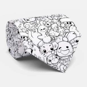Cute Kawaii Doodle Karakters (1) Stropdas