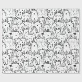 Cute Kawaii Doodle Karakters (2) Cadeaupapier (Vlak)