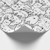 Cute Kawaii Doodle Karakters (2) Cadeaupapier (Hoek)