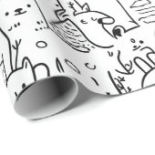 Cute Kawaii Doodle Karakters (2) Cadeaupapier (Rol Hoek)