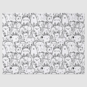 Cute Kawaii Doodle Karakters (2) Tissuepapier