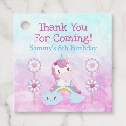 Cute Kawaii Dreamweaver Unicorn Rainbow Cloud Bedankjes Labels (Voorkant)