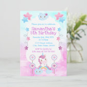Cute Kawaii Dreamweaver Unicorn Rainbow Cloud Kaart (Staand voorkant)