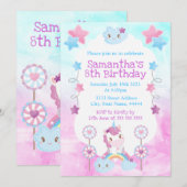 Cute Kawaii Dreamweaver Unicorn Rainbow Cloud Kaart (Voorkant / Achterkant)