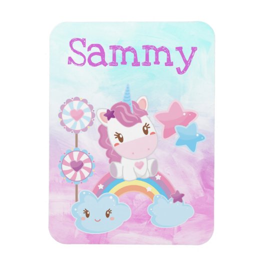 Cute Kawaii Dreamweaver Unicorn Rainbow Cloud Magneet (Verticaal)