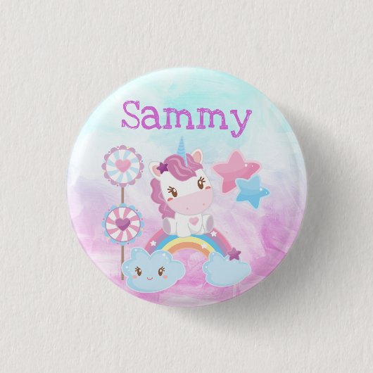 Cute Kawaii Dreamweaver Unicorn Rainbow Cloud Ronde Button 3,2 Cm (Voorkant)