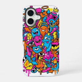 Cute Kawaii Drip Monster Patroon iPhone 16 hoesje