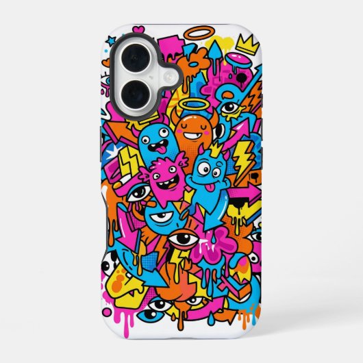 Cute Kawaii Drip Monster Pattern iPhone 16 case Hoesje (Achterkant)