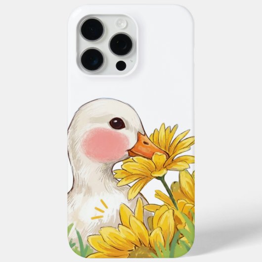 Cute Kawaii Duck with Yellow Flowers Case-Mate iPhone Case (Achterkant)
