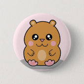 Cute Kawaii Dwarf Hamster Cartoon Button (Voorkant)