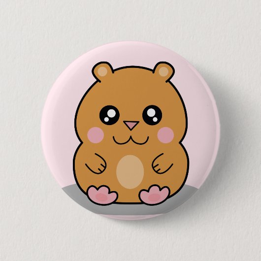 Cute Kawaii Dwarf Hamster Cartoon Button (Voorkant)