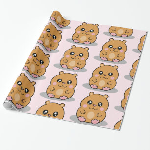 Cute Kawaii Dwarf Hamster Cartoon Girl Cadeaupapier