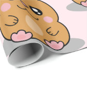 Cute Kawaii Dwarf Hamster Cartoon Girl Cadeaupapier (Rol Hoek)