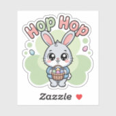 Cute Kawaii Easter Bunny Hop Illustration Sticker (Vel)