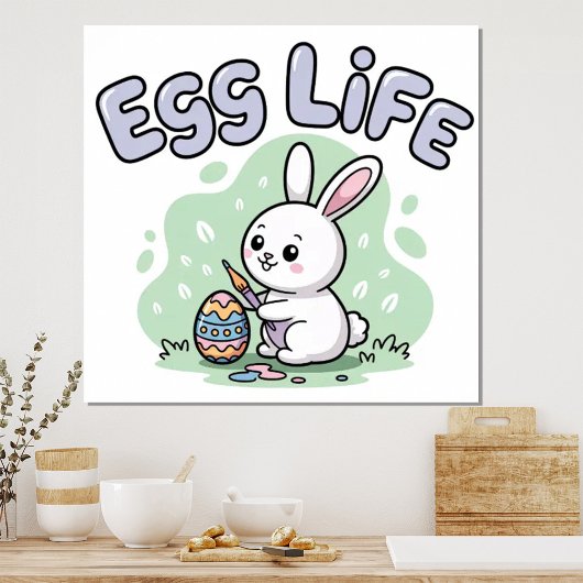 Cute Kawaii Easter Egg Life Bunny Illustration Poster