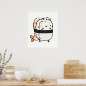 Cute Kawaii Ebi Prawn Sushi Poster (Keuken)
