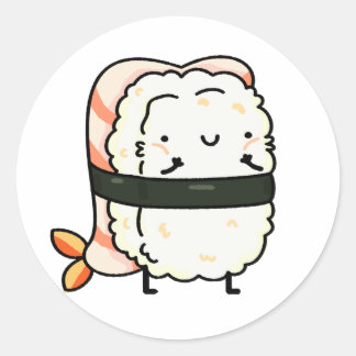Cute Kawaii Ebi Prawn Sushi Ronde Sticker
