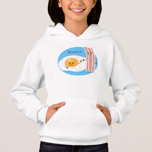 Cute kawaii egg and bacon cartoon illustration (Voorkant)