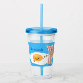 Cute kawaii egg and bacon cartoon illustration acryl drinkbeker (Voorkant)